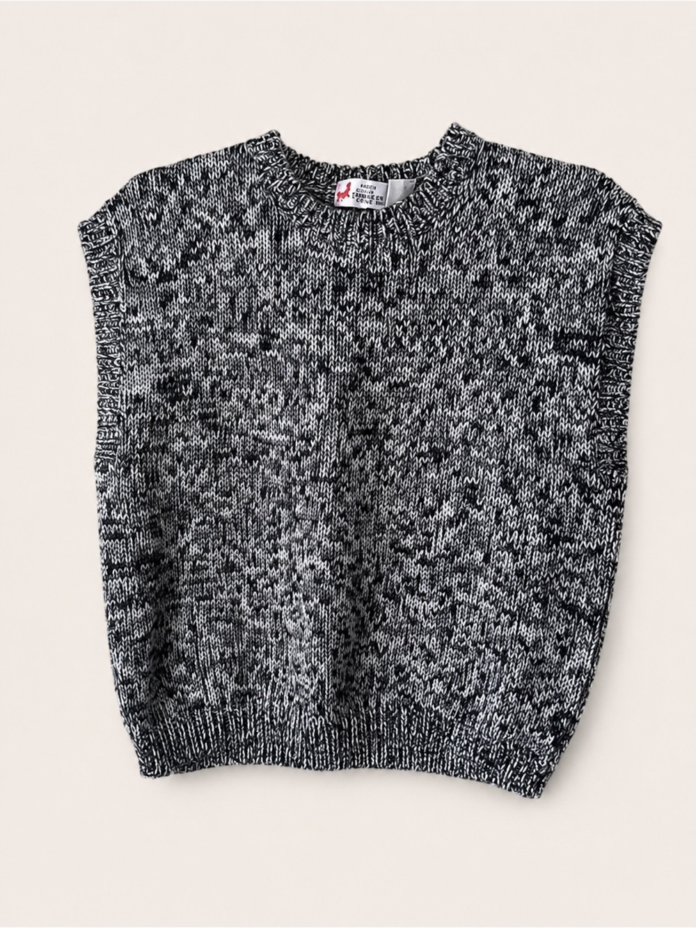 Vintage Riki for Crazy Horse Marled Knit Sweater Vest Black White (O/S)- Med Fit